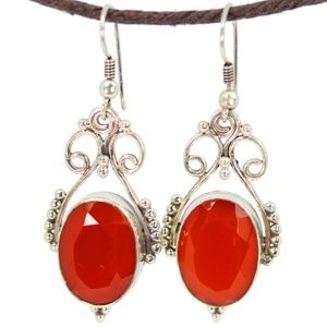 Open Work Carnelian Queenly Earrings